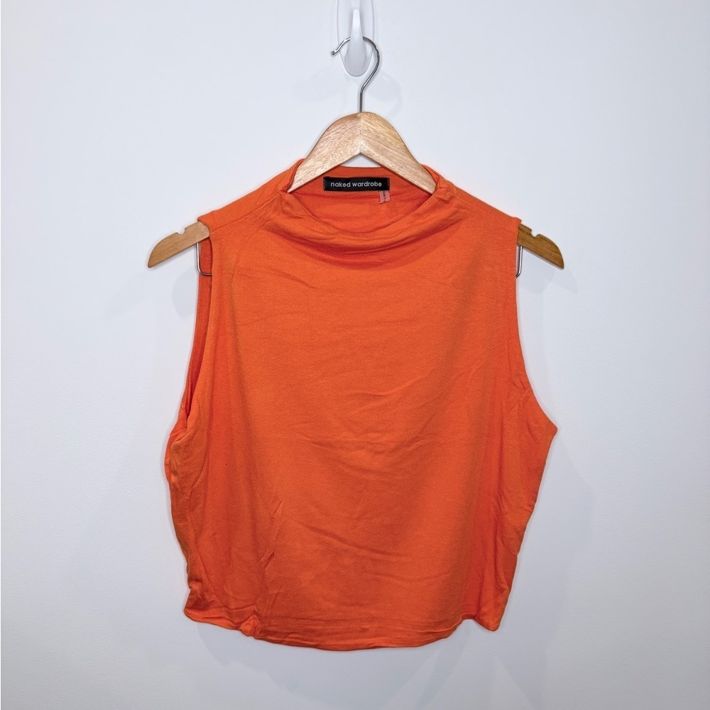 Naked Wardrobe Orange Mock Neck Sleeveless Top